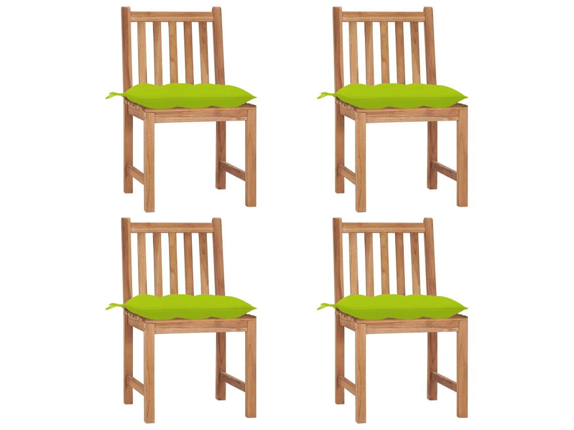 Sillas de jardín DKD Home Decor de 4 piezas con cojines, madera maciza de teca