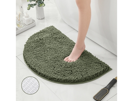 Alfombra de Baño LUUCOZK Antideslizantes Absorbentes Secado Rápido Decoración Baño Fondo Tpr Poliéster Verde (MeioCírculo40x60cm)