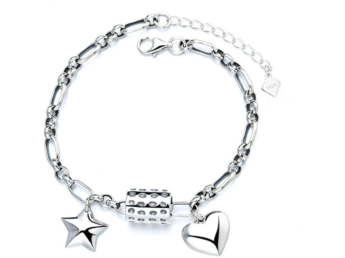 Pulsera De Plata Esterlina Para Mujer Con Colgante Personalizado Estrella De Amor
