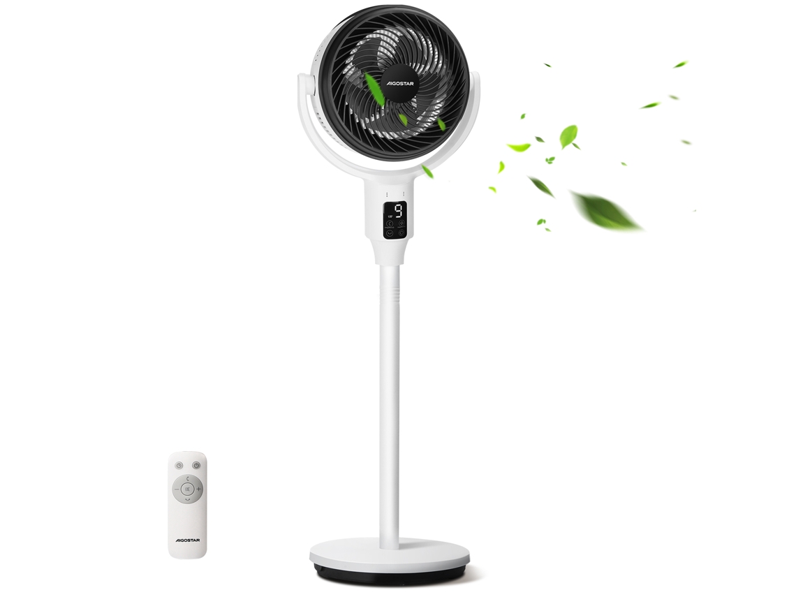 Ventilador De Pie Silencioso Con Control Remoto Aigostar Airflow, 23db, Motor Dc 24w, Gran Pantalla Led Táctil, Oscilación 135°, 9 Velocidades.