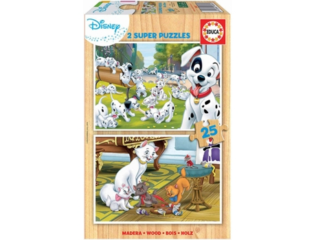 Puzzle EDUCA 2x Super Puzzle de Madera 25 Disney Animales (Edad Mínima: 3 Años - 50 Piezas)