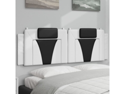 Cabecero De Cama Acolchado Cuero Sintético Blanco Negro 160 Cm