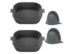 Forro Quadrado De Silicone Para Fritadeira A Ar, Reutilizável E Resistente A Temperaturas De Até 240 °c. Antiaderente Com Ranhuras Para Uma Alimentação Saudável. Pode Ser Lavado Na Lava-louças E Possui Alças Para Facilitar O Uso.