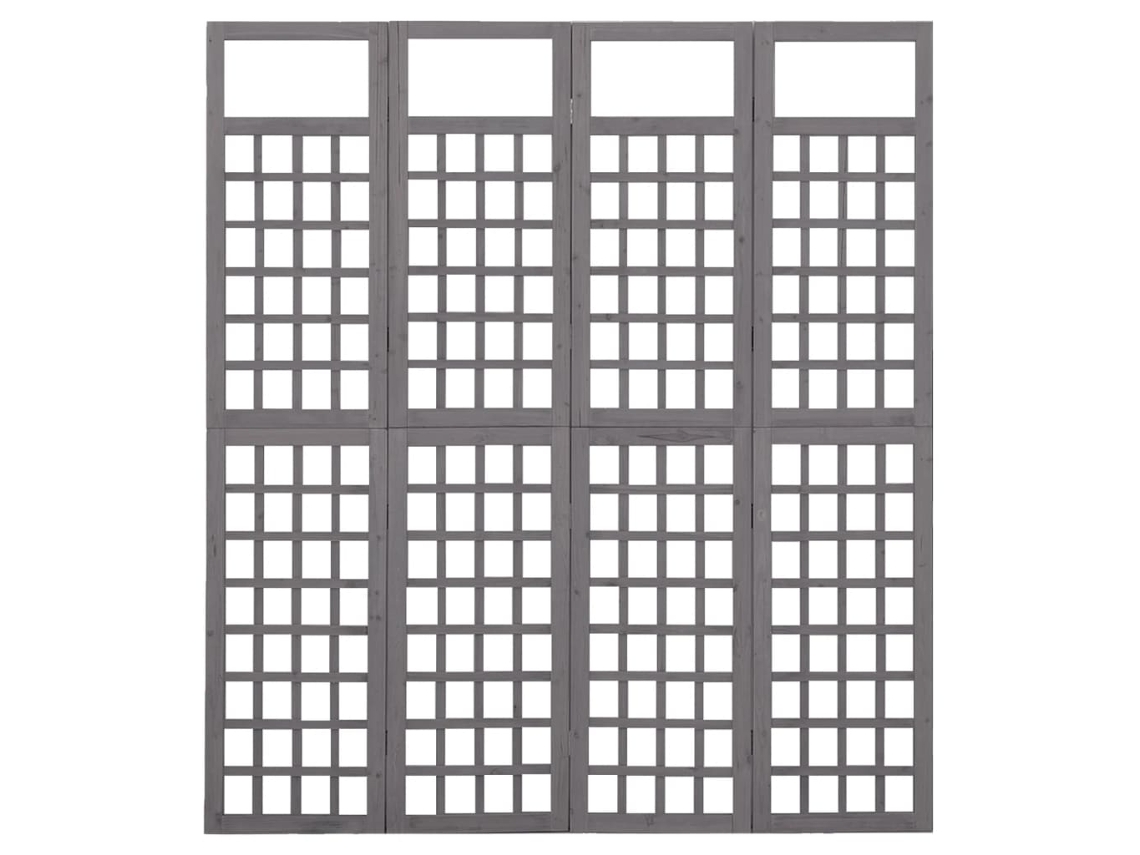 Biombo/separador de ambientes de 4 paneles | Separador de ambientes | Separador de ambientes de abeto macizo 161x180 cm Gris