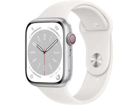 APPLE Watch Series 8 GPS+Cellular 45 mm Plata con Correa Deportiva Blanco