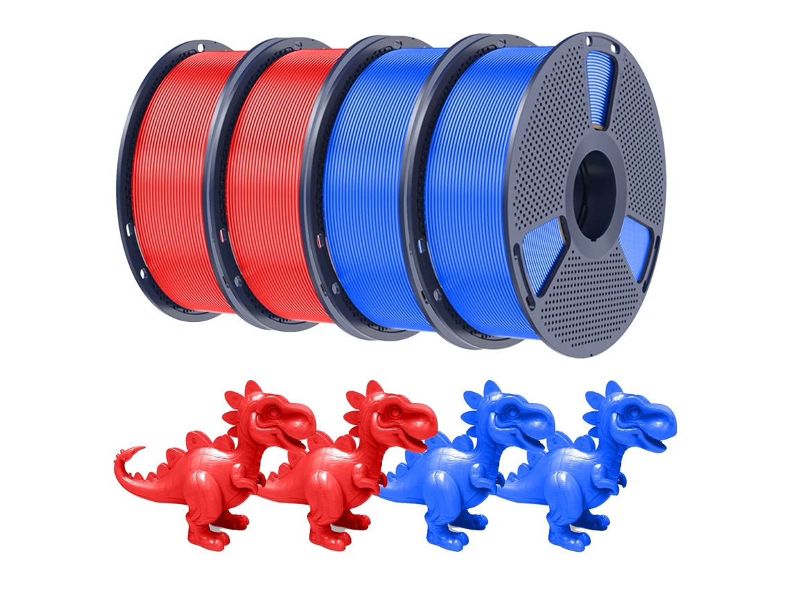 Filamento de impresión 3D, 4 kg en total, PLA biodegradable, PLA seda, 2 rojos y 2 azules OEM