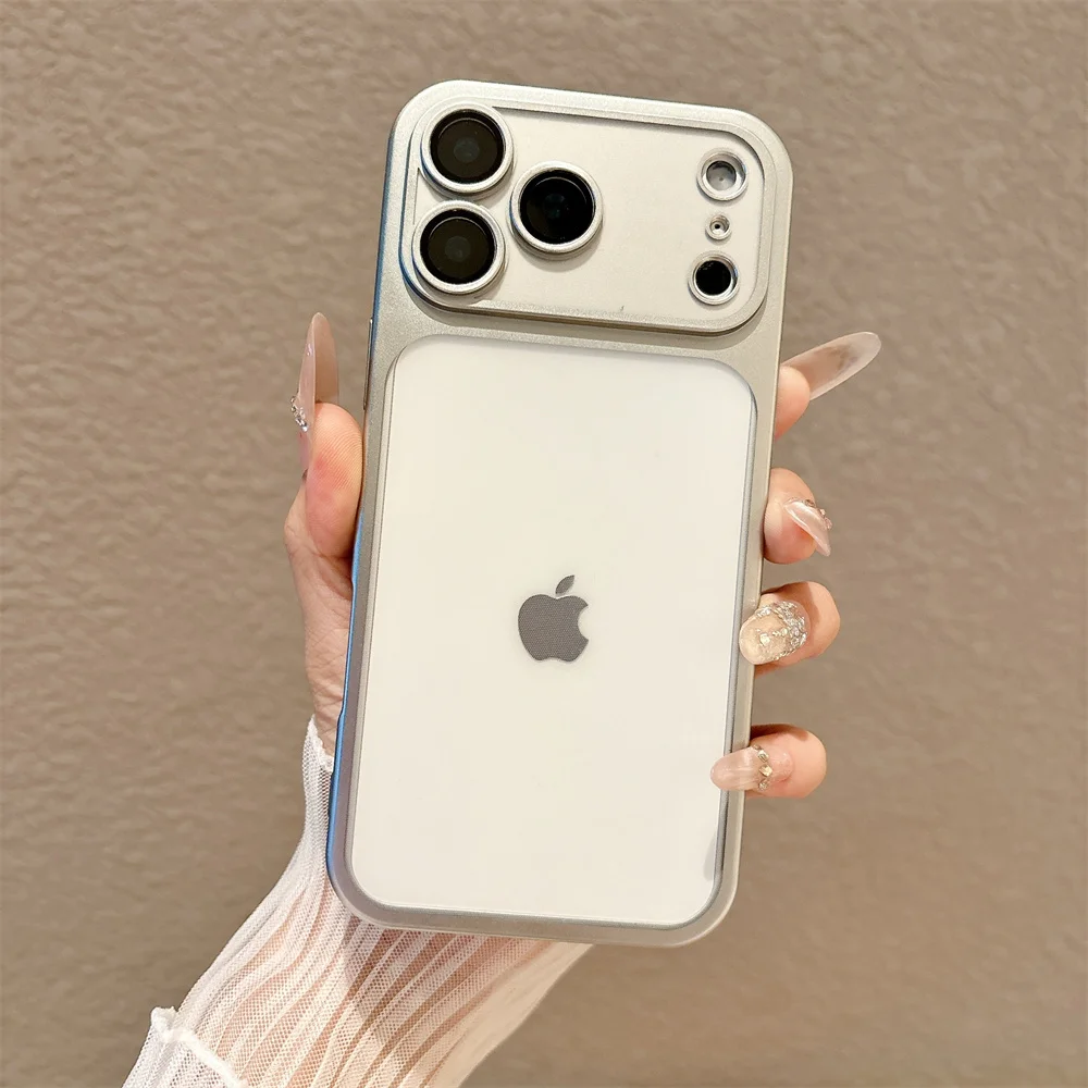 (iphone 15 Pro, Plata) Funda Mate Galvanizada Para Iphone, Fabricada En Material Tpu Suave Y Semitransparente.