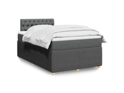 Cama Box Spring Con Colchón Tela Gris Oscuro 120x190 Cm