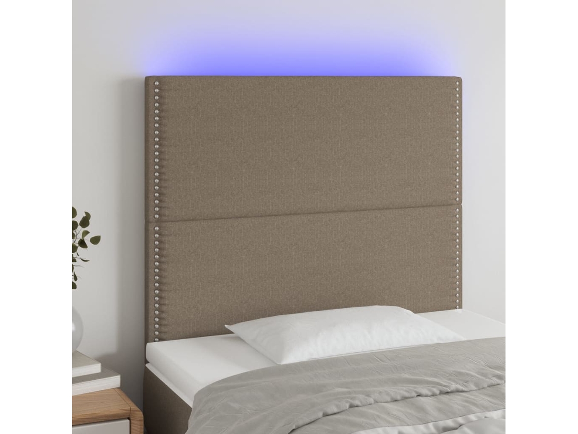 Cabecero Con Luces Led Tela Gris Taupe 100x5x118/128 Cm