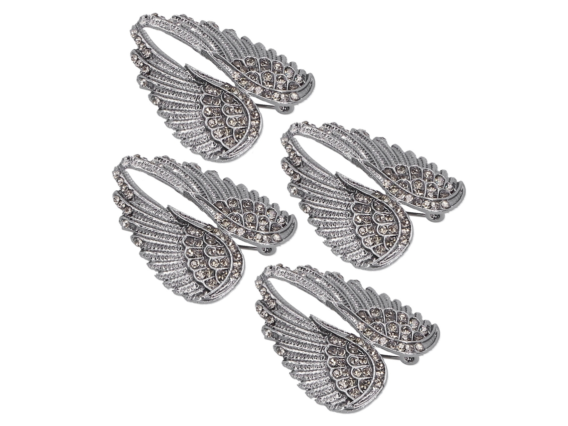 4 Piezas De Broches De Alas De Ángel Con Alfiler De Diamante, Adorno De Moda Para Chaqueta, Insignia Negra