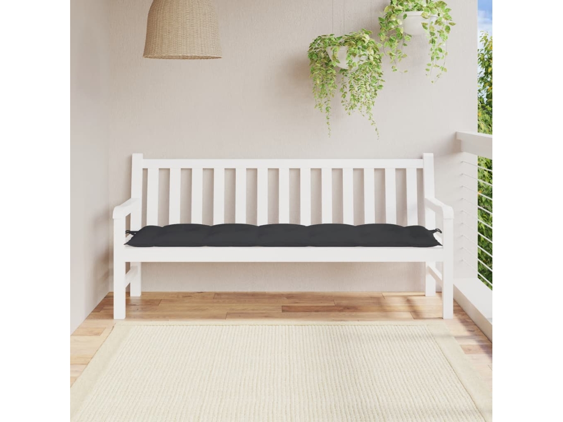 Cojín grande para banco de jardín, 180x50x7 cm, tela Oxford negra HARLANV1