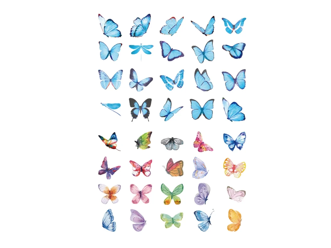 Juego surtido de pegatinas transparentes de mariposas, pegatinas impermeables para monopatín y portátil RNEMITERY