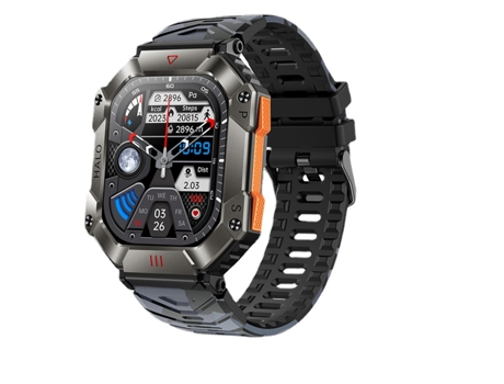 Reloj inteligente para hombre, brújula meteorológica, asistente de voz AI, modo deportivo, aventura al aire libre, resistente al agua, llamada Blue...