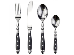 Juego de utensilios de acero inoxidable con mangos de resina clásicos para el hogar, restaurantes y regalos, 4 piezas, 3152 Negro