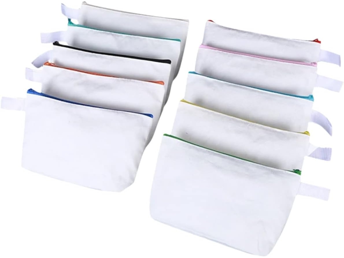 Neceser De Lona Con Cremallera, Paquete De 10 Unidades, Colores Surtidos, Multiusos, Ideal Para Viajar.