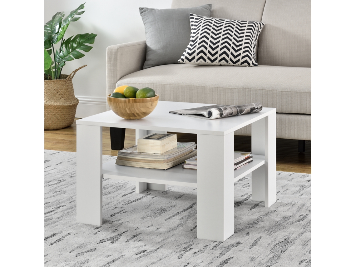 Mesa de Centro [EN.CASA] Aachen  (Blanco - MDF - 60 x 60 x 40 cm)