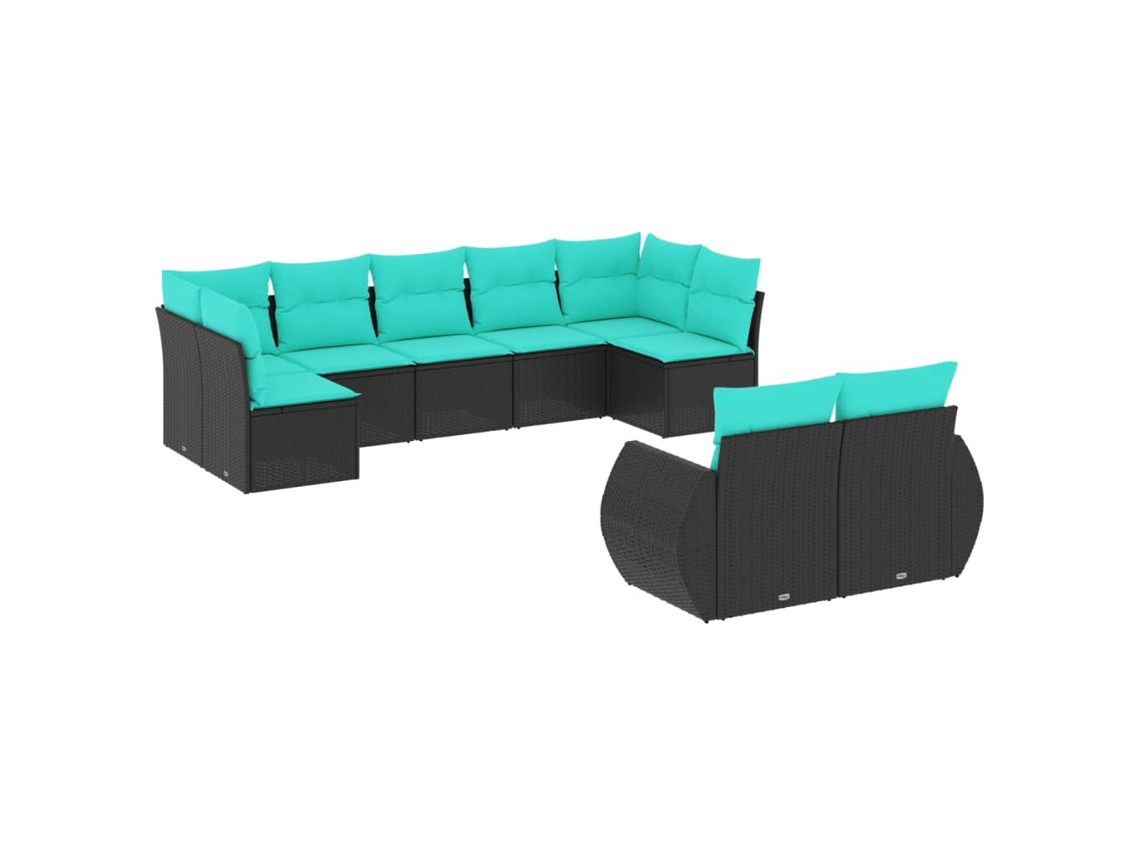 Maison Exclusive - Conjunto De Sofá De Jardín De 9 Piezas Con Cojines, De Poliratán Negro