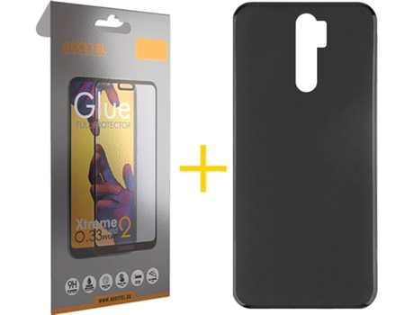 Kit Funda + Protector de Pantalla Xiaomi Redmi 9 ACCETEL Full (Negro)