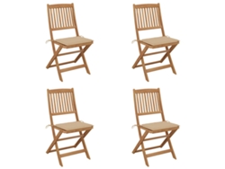 Sillas de jardín plegables de 4 piezas con cojines DKD Home Decor