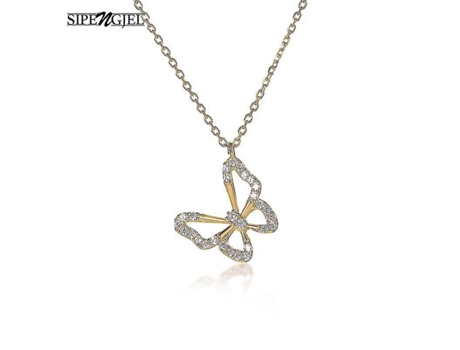 Collar colgante de mariposa de circón cúbico de moda collar de estilo coreano para mujeres joyas joyas