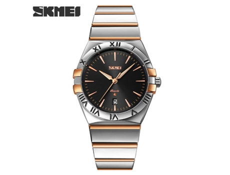 Relojes de Pulsera para Hombre, Relojes analógicos de Acero Inoxidable con Fecha y Cuarzo, Resistentes al Agua, Esfera Negra en Oro Rosa LUUCOZK