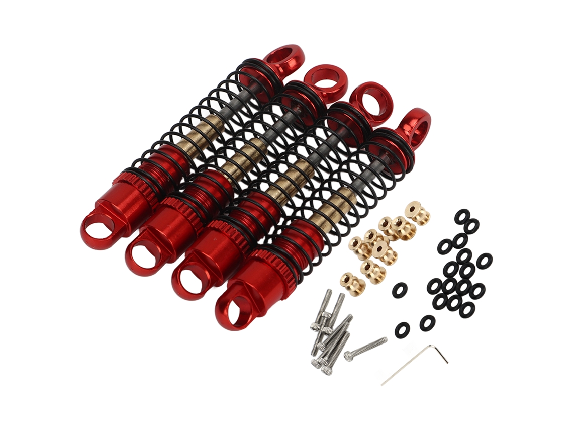 4pcs Amortecedor De Choque Rc 43mm Alumínio Rosca Para Axial Scx24 1/24 Crawler Vermelho