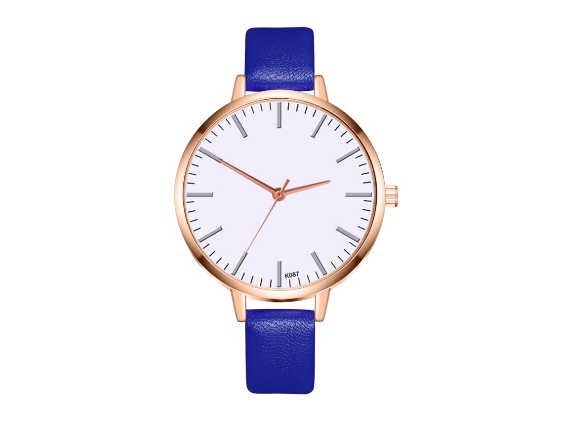 Reloj De Pulsera De Cuarzo Para Mujer Con Elegante Esfera Redonda, Color Azul.