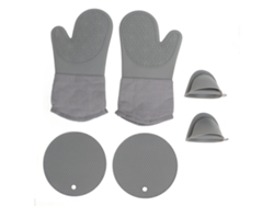 Guantes De Horno Anti-deslizantes Resistentes Al Calor Con Almohadilla Para Ollas Conjunto De Guantes De Cocina Gris