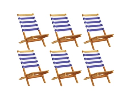Conjunto 6 Silla De Jardín VIDAXL Azul Madera