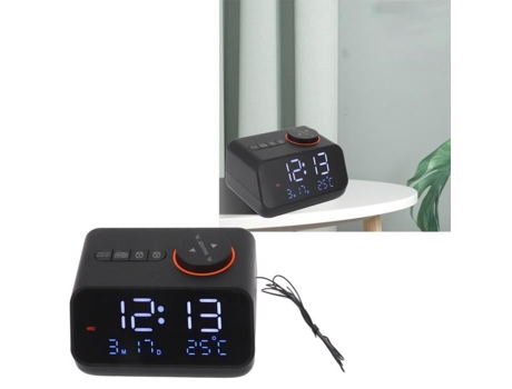 HURRISE Reloj Despertador Radio Reloj Despertador Digital LED con Radio FM Música Display de Temperatura y Reloj para Lavandería