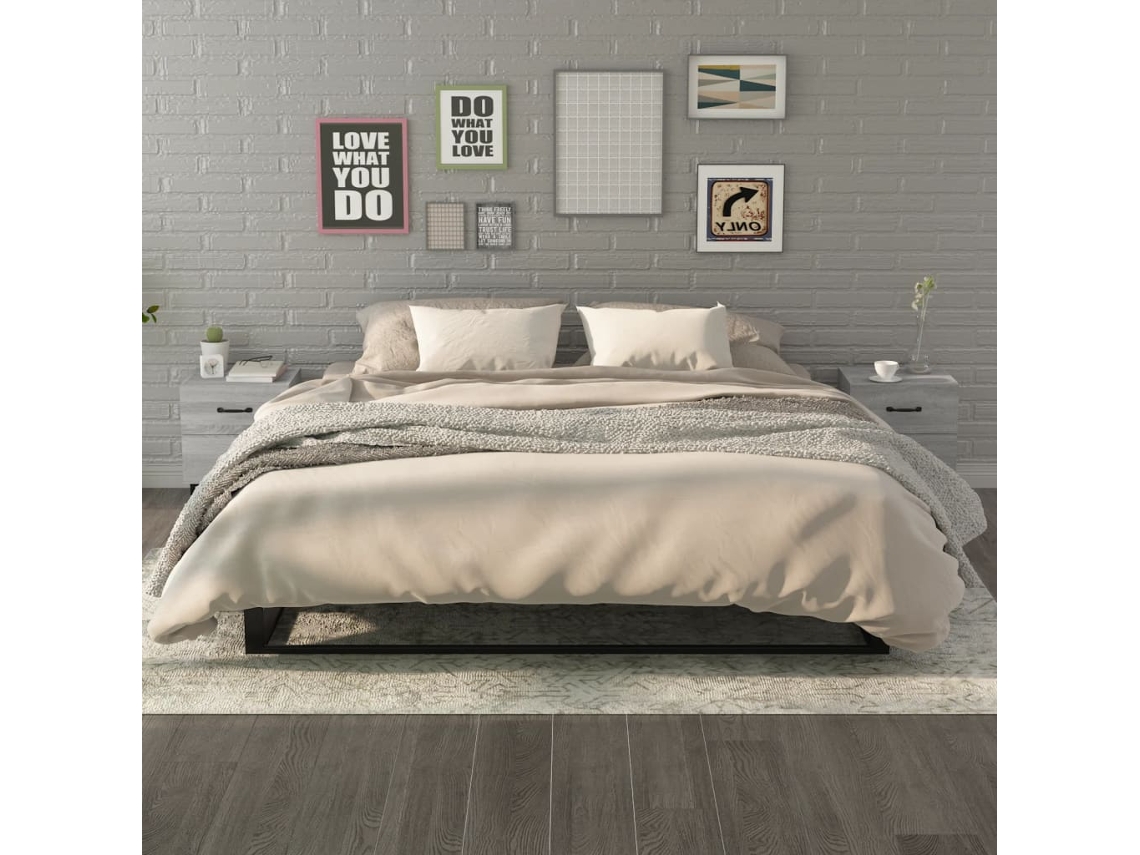 Mesitas de Noche LOVELY HOME Mesinha 2 Pcs 40X35X47,5 Cm Sonoma Cinzento