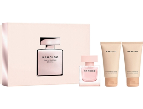 Cofre de Perfume NARCISO RODRIGUEZ Cristal Eau de Parfum (50 ml) + Loción Corporal (50 ml) + Gel de Baño (50 ml)
