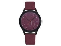 Reloj De Pulsera De Cuarzo De Lujo Con Doble Zona Horaria Y Correa Unisex De Piel Sintética (rojo).