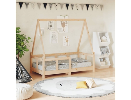 Estructura De Cama Infantil VIDAXL Marrón Madera (70x140 cm)