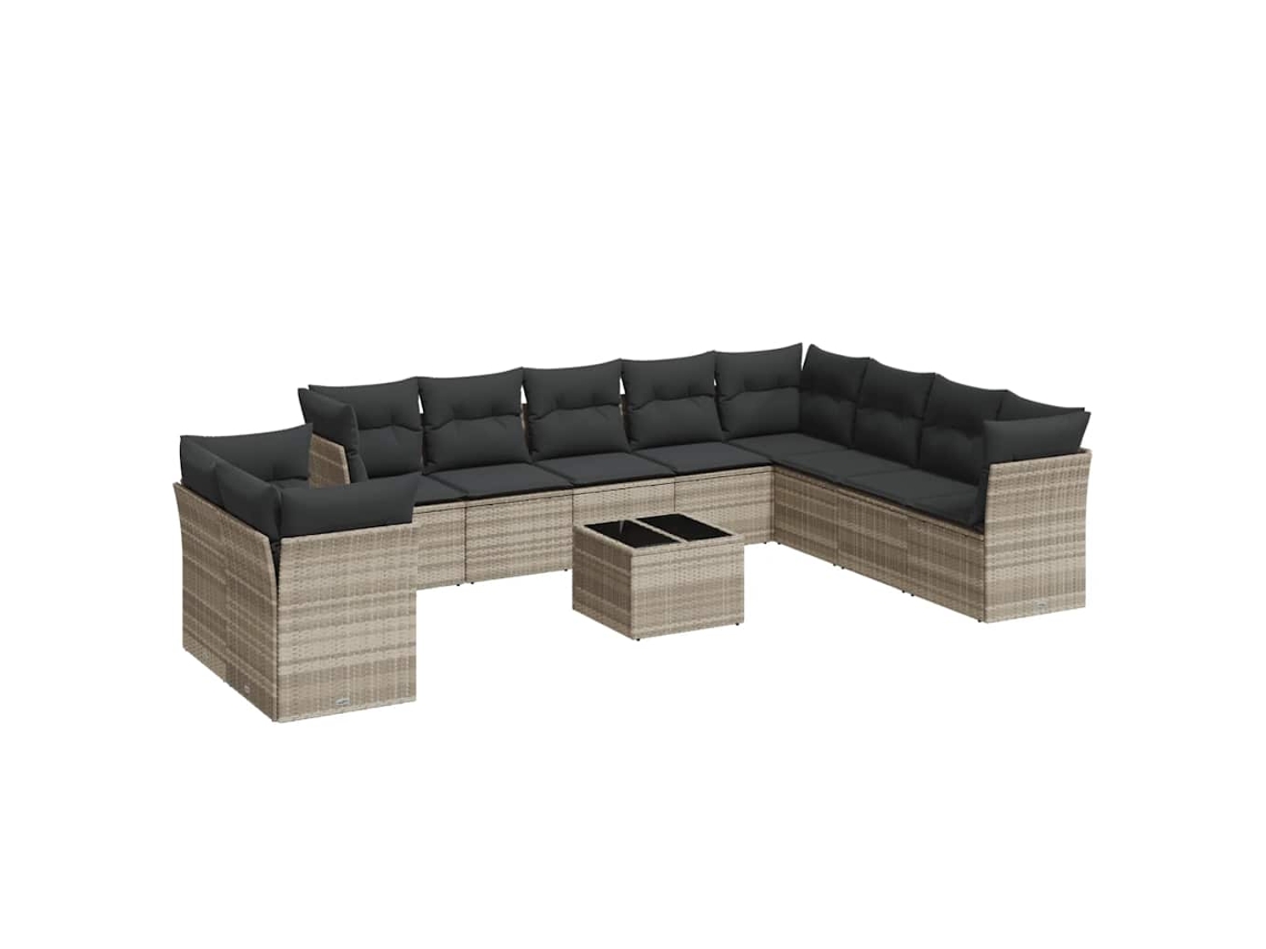 Maison Exclusive - Set De Sofás De Jardín 11 Pzas Y Cojines Ratán Sintético Gris