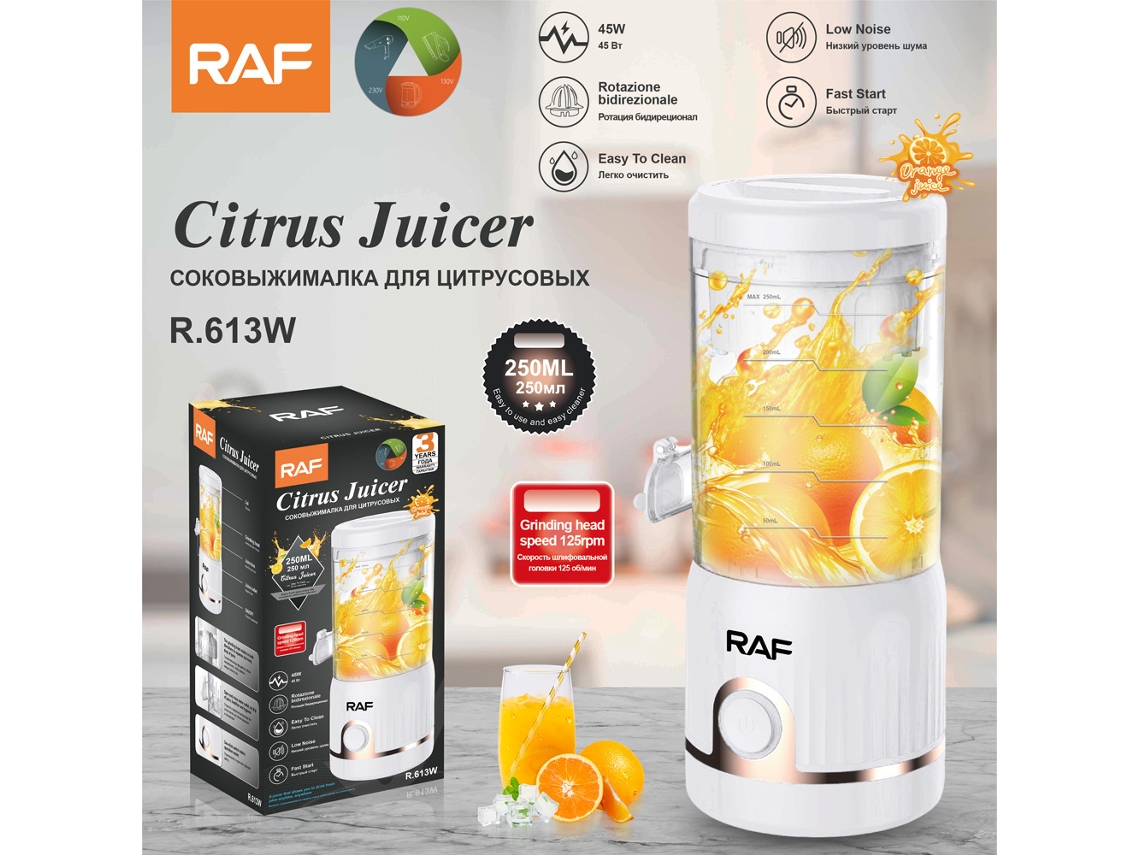 (Blanco) Exprimidor eléctrico de naranjas - Exprimidor doméstico automático - Exprimidor nuevo para portátil pequeño - Máquina para frutas