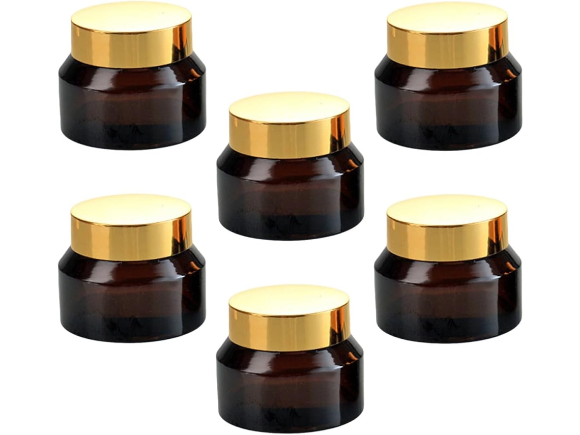 Bocaux Cosmétiques En Verre Ambré 50 Ml Lot De 6 Flacons Para Pot Crème Rostro Y Rangement Skinc...
