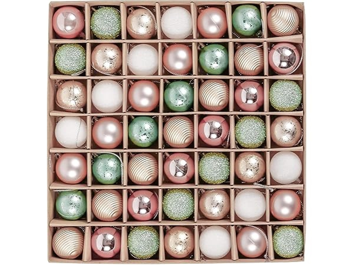 49 Adornos Navideños, Caja De Regalo Incluida, Adorno Para Árbol Con Argolla, Ambiente Navideño, Diseño Ergonómico, Apto Para Uso Diario.