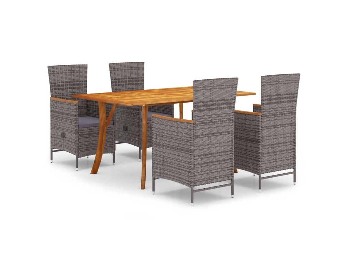vidaXL Juego de comedor para jardín 5 piezas gris