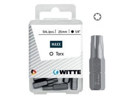 5 puntas en cajita de plástico largo 25 mm (t30 stainless) WITTE