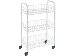 Metaltex Carrito de cocina con 3 cestas Siena blanco