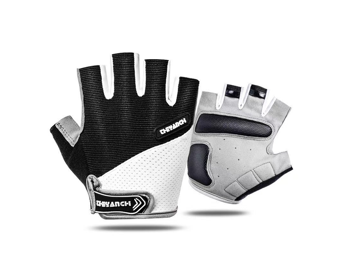Guantes de ciclismo Gertiz de medio dedo, antideslizantes y con absorción de impactos, color negro/XL