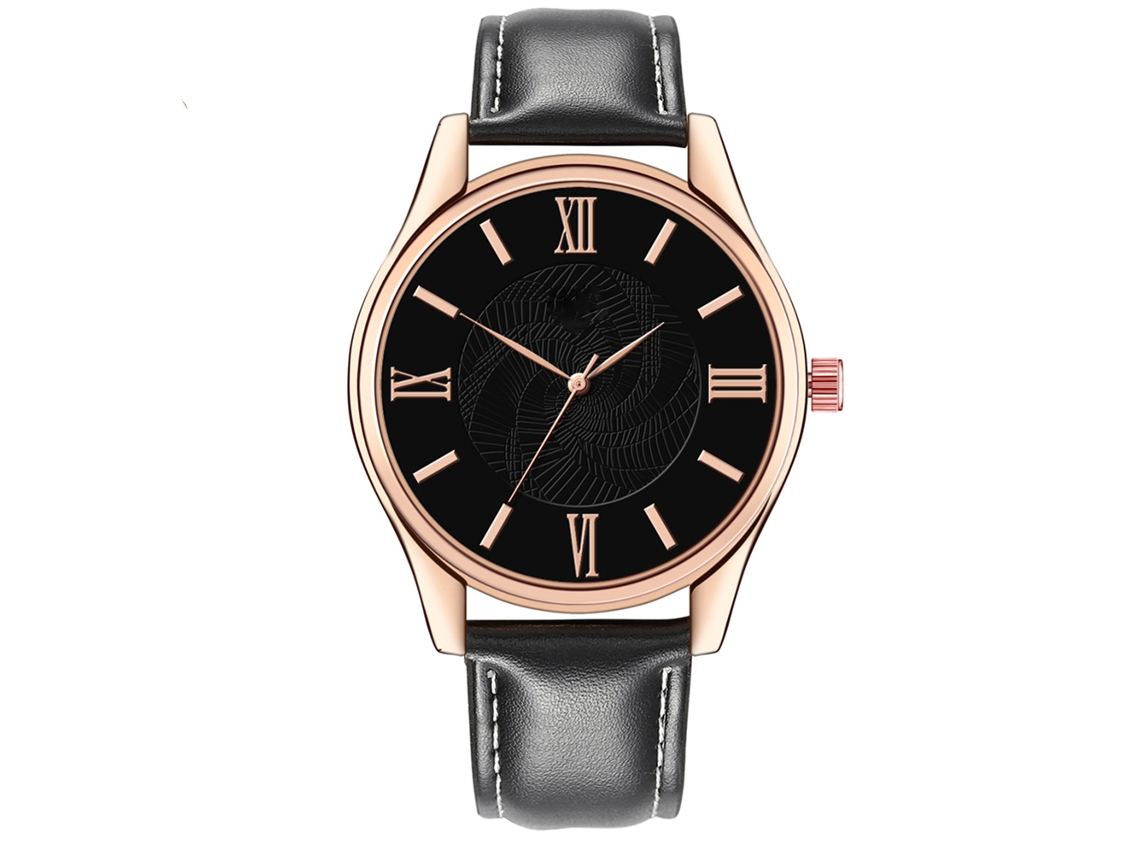 Reloj De Cuarzo Para Hombre Con Correa De Piel Sintética, Esfera Redonda, Estilo Casual Y Elegante.
