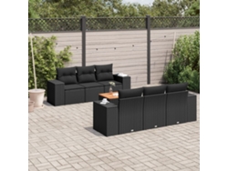 Conjunto de sofá de jardín de 7 piezas con cojines de mimbre negro de DKD Home Decor