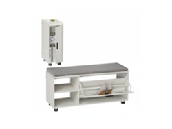 Relaxdays Banco Zapatero Con Asiento Y Armario, Set 2, Banqueta De Pasillo, Dormitorio, Espacio Almacenaje, Blanco/gris