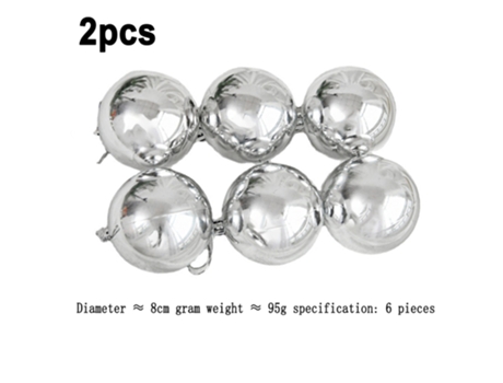 Juego de adornos de bolas navideñas para árbol de Navidad, decoraciones inastillables para vacaciones, fiestas, - Plata., 8cm (6 piezas)*2
