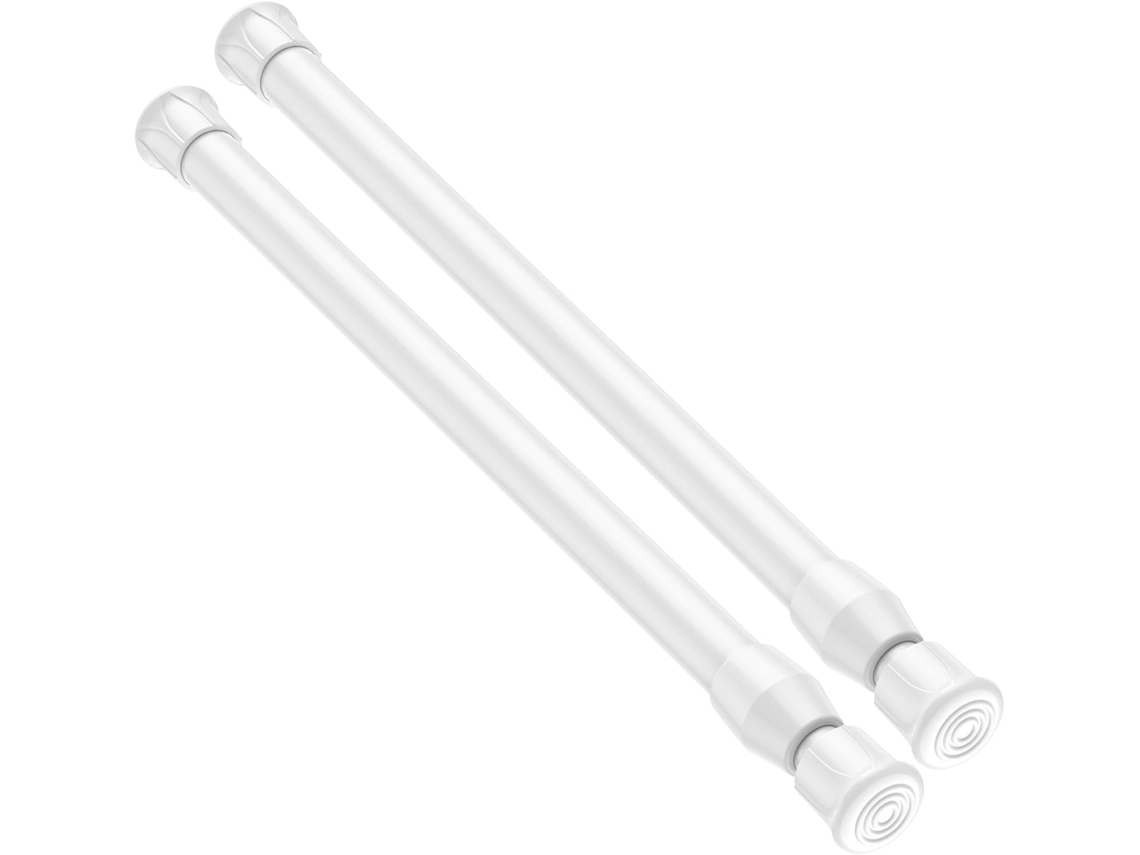 2 Barras Telescópicas Blancas 42-72cm Diámetro 13mm Sin Taladro Para Cortinas Ventana Armario Cocina Baño