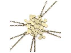 2026-colgantes De Piezas De Puzzle Grabadas En Bronce Para Amigas, Juego De 5 Para Amistad Eterna