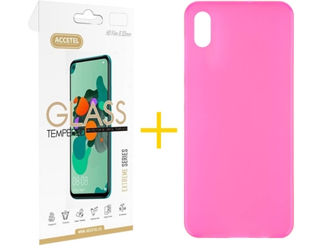 Kit Funda + Protector de Pantalla Huawei Y5 2019 ACCETEL Liso 2 Rosa