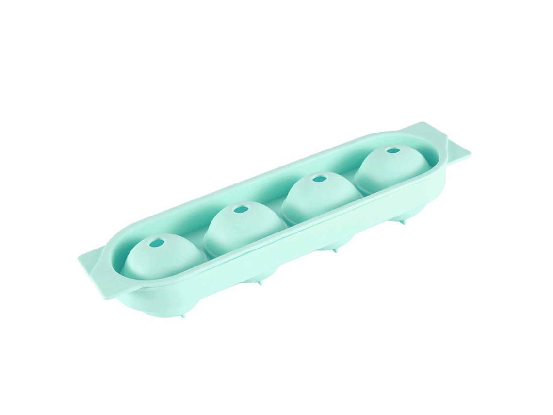 Bandeja Flexible De Silicona Para Cubitos De Hielo Con 4 Compartimentos, Forma Redonda Y Tapa, Apta Para Congelador.